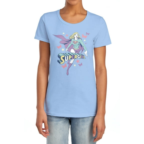 DC Supergirl Pastels Women's T Shirt, Light Blue, Large