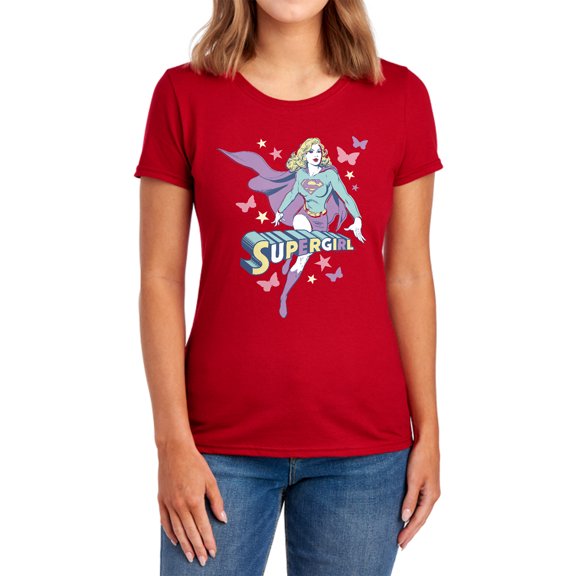 DC Supergirl Pastels Women's T Shirt, Red, Small