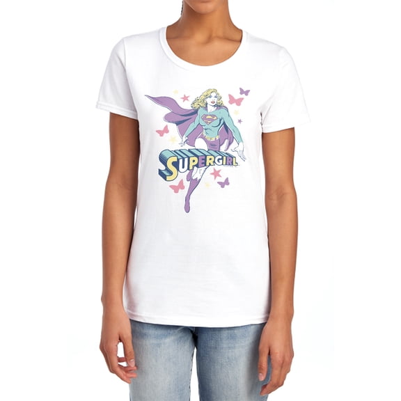 DC Supergirl Pastels Women's T Shirt, White, Medium