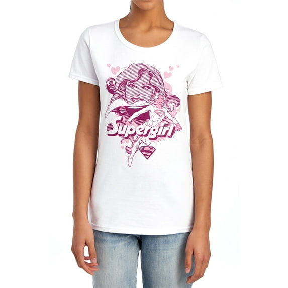 DC Supergirl Women's T Shirt, White, X-Large