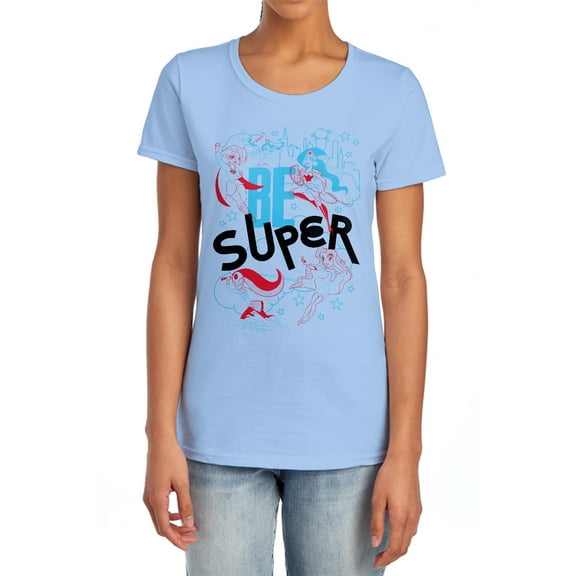 DC Superhero Girls Be Super Women's T Shirt, Light Blue, 2X-Large