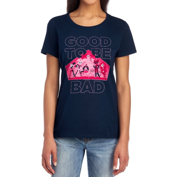 DC Superhero Girls Good to Be Bad Women's T Shirt, Navy, 2X-Large