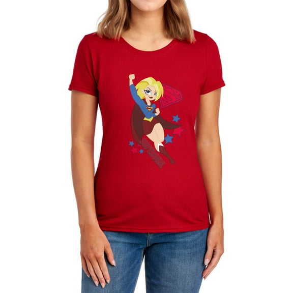 DC Superhero Girls Supergirl Women's T Shirt, Red, Large