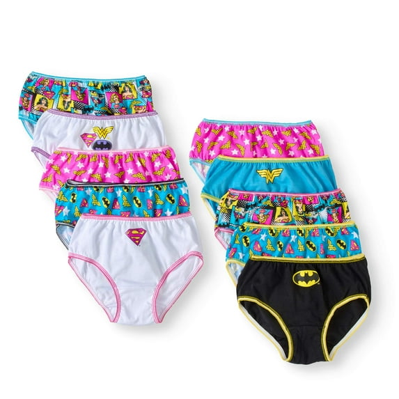 DC Superhero, Girls Underwear, 7+3 Bonus Pack Panties ( Little Girls & Big Girls)
