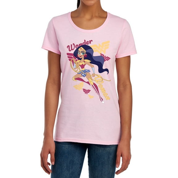DC Superhero Girls Wonder Woman Women's T Shirt, Pink, Small