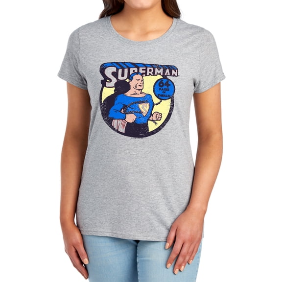DC Superman 64 Women's T Shirt, Athletic Heather, X-Large