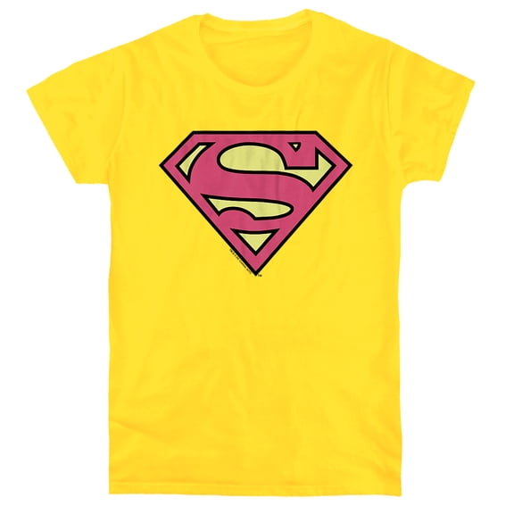 DC Superman Classic Logo Women's T Shirt, Yellow, Small