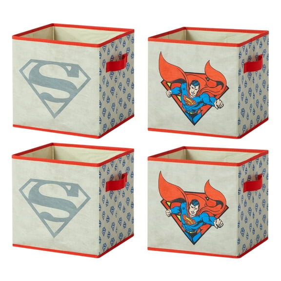Superman Kids' 4-Pack Toy Storage Cubes, 10" x 10""