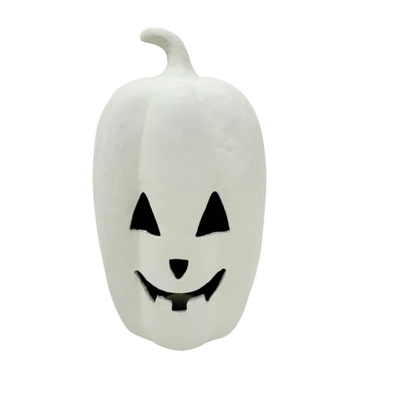 Paper Mache Jack-o'-Lantern Tabletop Decoration, White, 12", Halloween by Way To Celebrate