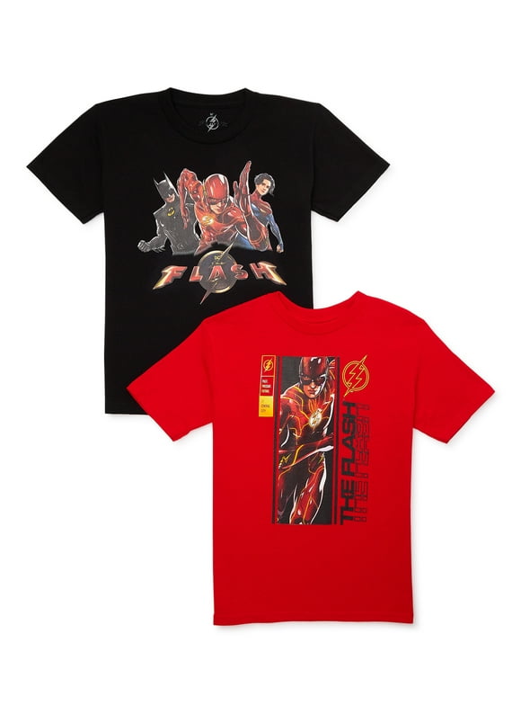 DC The Flash Boys Short Sleeve Graphic T-Shirts, 2-Pack, Sizes XS-2X