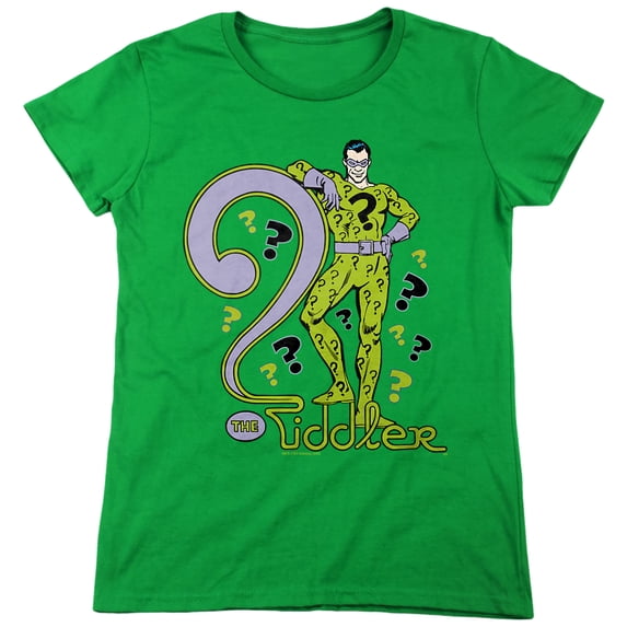 DC The Riddler Women's T Shirt, Kelly Green, Medium