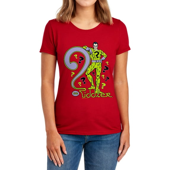 DC The Riddler Women's T Shirt, Red, X-Large