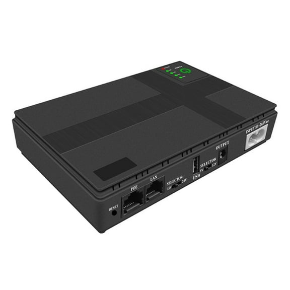 DC UPS Uninterrupted Power Supply 10400MAH Standby Power Supply 5V 9V 12V 15V 24V Support POE for Wireless Router (US)