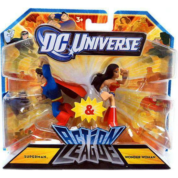 DC Universe Action League Superman & Wonder Woman 3" Mini Figure, 2 Pack