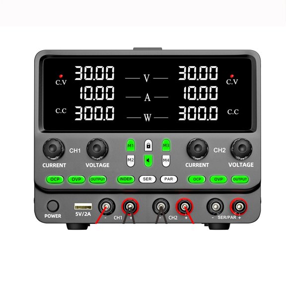 DC Variable Adjustable Dual-Channel Power Supply 4-in-1 Connection Parallel Functions ,Stable Output