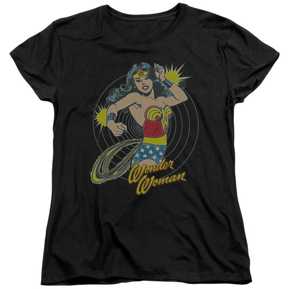 DC WW Wonder Woman Spinning Women's T Shirt (Small) Black