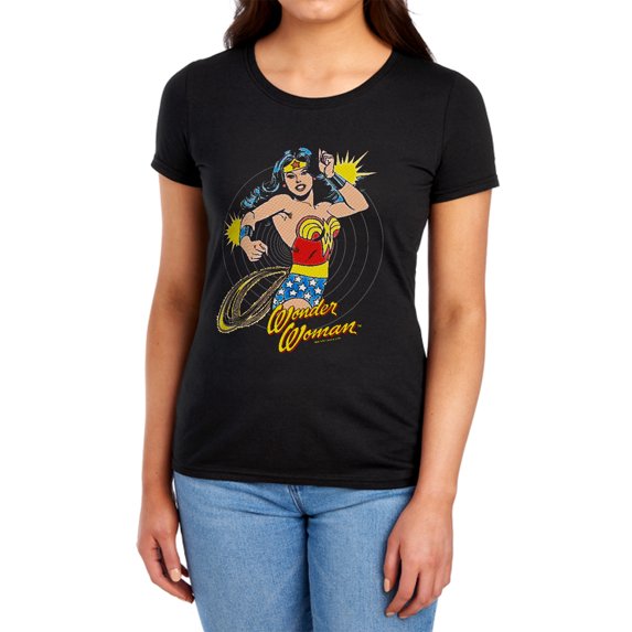 DC WW Wonder Woman Spinning Women's T Shirt (X-Large) Black
