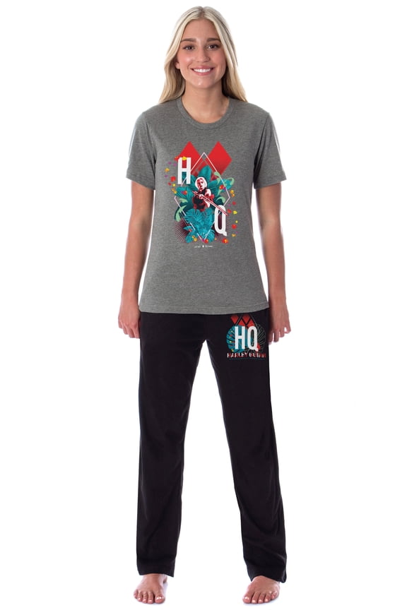 DC Womens' The Suicide Squad Harley Quinn Tropical Movie Sleep Pajama Set