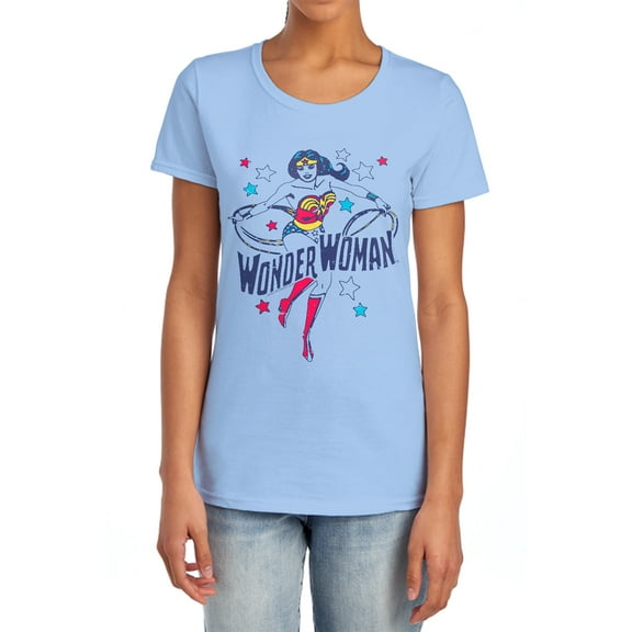 DC Wonder Stars Women's T Shirt, Light Blue, 2X-Large