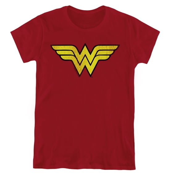 DC Wonder Woman Logo Dist Women's T Shirt, Cardinal, Large