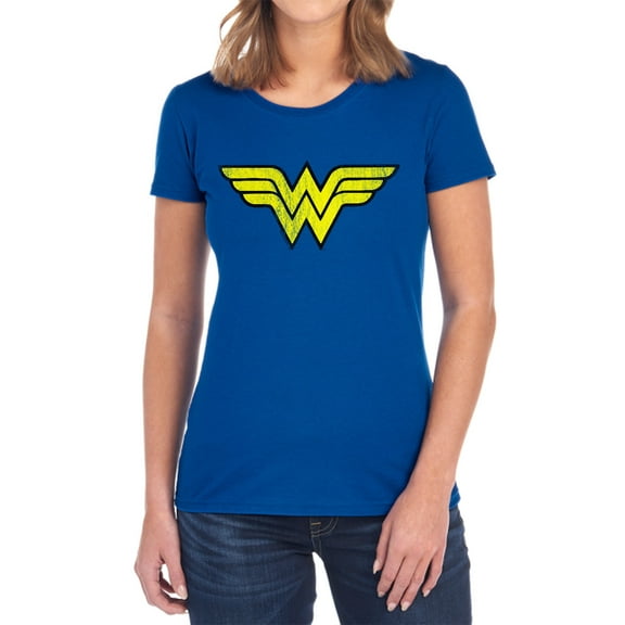 DC Wonder Woman Logo Dist Women's T Shirt, Royal, Large