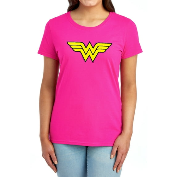DC Wonder Woman Logo Women's T Shirt, Hot Pink, Large