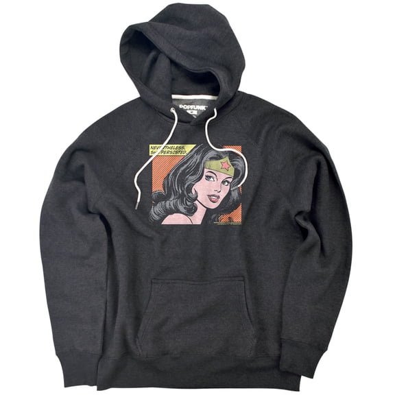 DC Wonder Woman She Persisted Unisex Adult Slim Fit Pull-Over Heather Hoodie, Charcoal, Medium