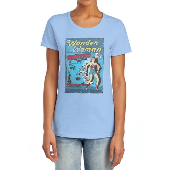 DC Ww Wanted Women's T Shirt, Light Blue, Large