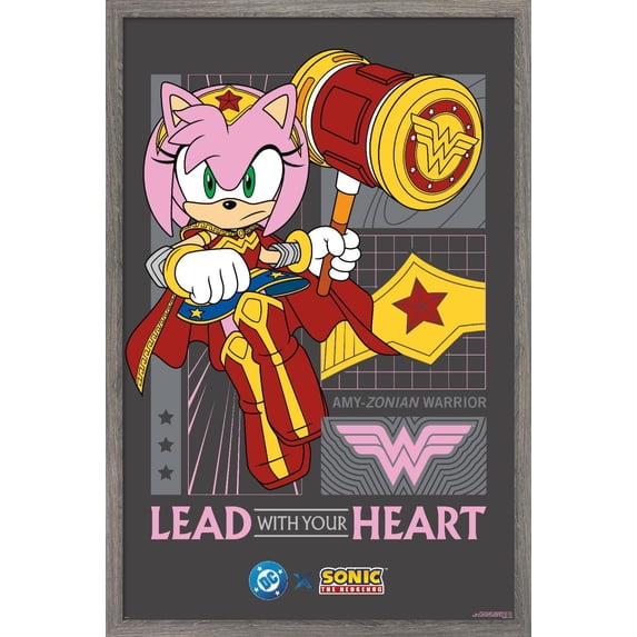 DC X Sonic The Hedgehog - Amy Lead With Your Heart Wall Poster, 14.725" x 22.375" Framed