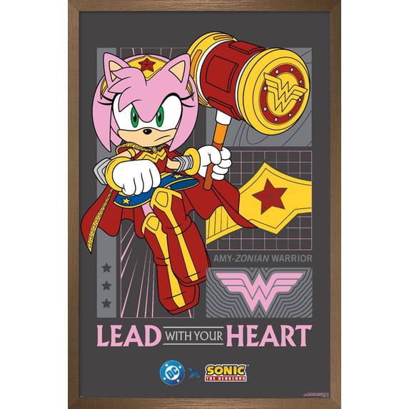 DC X Sonic The Hedgehog - Amy Lead With Your Heart Wall Poster, 14.725" x 22.375" Framed