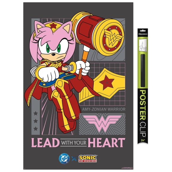 DC X Sonic The Hedgehog - Amy Lead With Your Heart Wall Poster, 22.375" x 34"