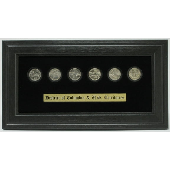 DC and Territory Quarter Coins (Not Included) Add-On Wall Display Picture Frame Holds 6 Coins Made in the USA