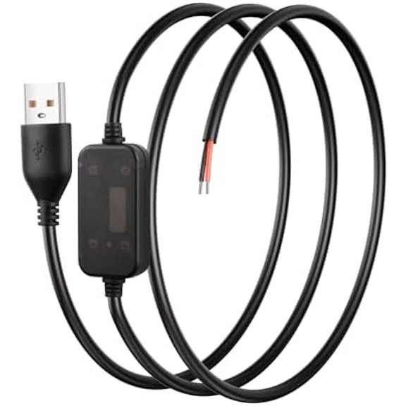 DC boost cable 20AWG USB 5V to 12V boost converter, USB2.0 male to bare wire boost cable suitable for cameras, mini speakers, USB fans, etc. - 1M
