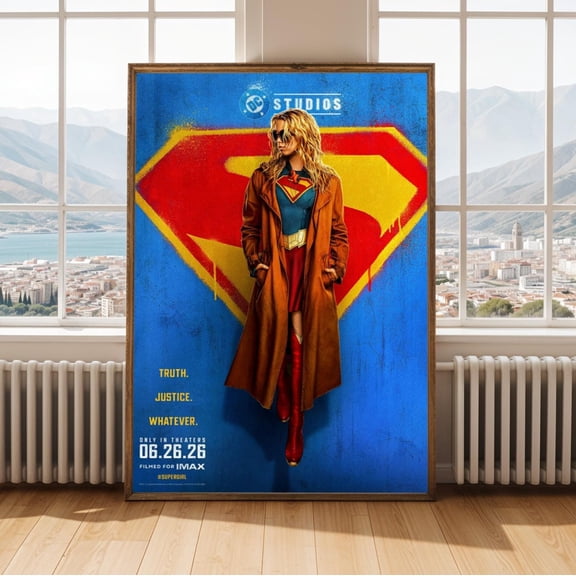 DC official Supergirl 2026 movie poster Print Metropolis Poster, Comic Style, Red and Blue 24x36 Unframed Poster