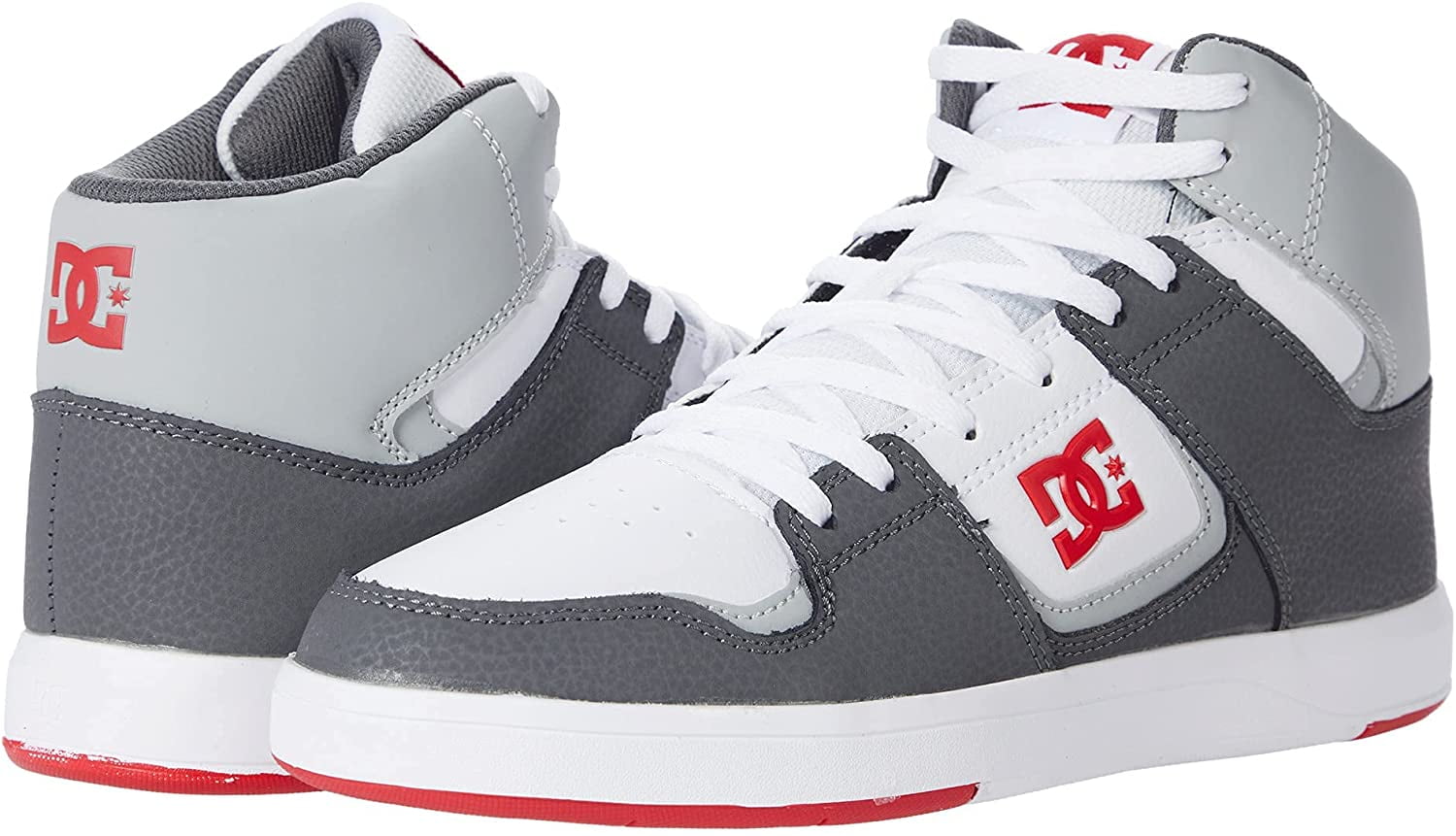 DC womens Cure Casual High-top Skate Shoes Sneakers 10 White/Grey/Red ...