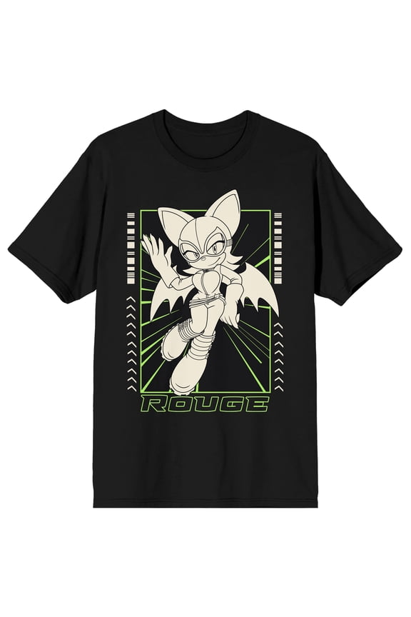 DC x Sega Rouge the Bat Men's Short Sleeve Graphic Tee 100% Cotton Crew Neck Officially Licensed Adult T-Shirt-XL