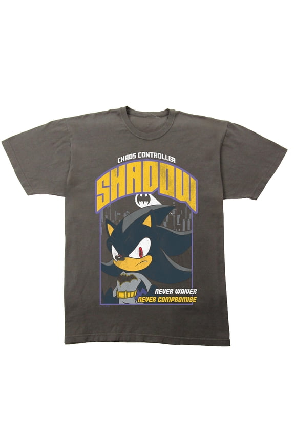 DC x Sega Shadow As Batman Men’s Heather Gray Short Sleeve Tee-Medium