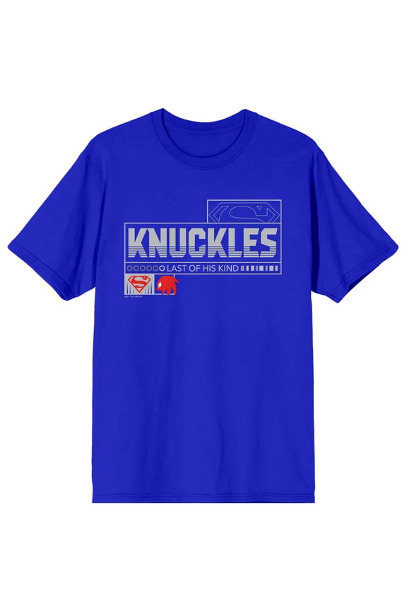 DC x Sega Superman Logo And Knuckles Icon The Last Of His Kind Men’s Royal Blue Short Sleeve Tee-Large