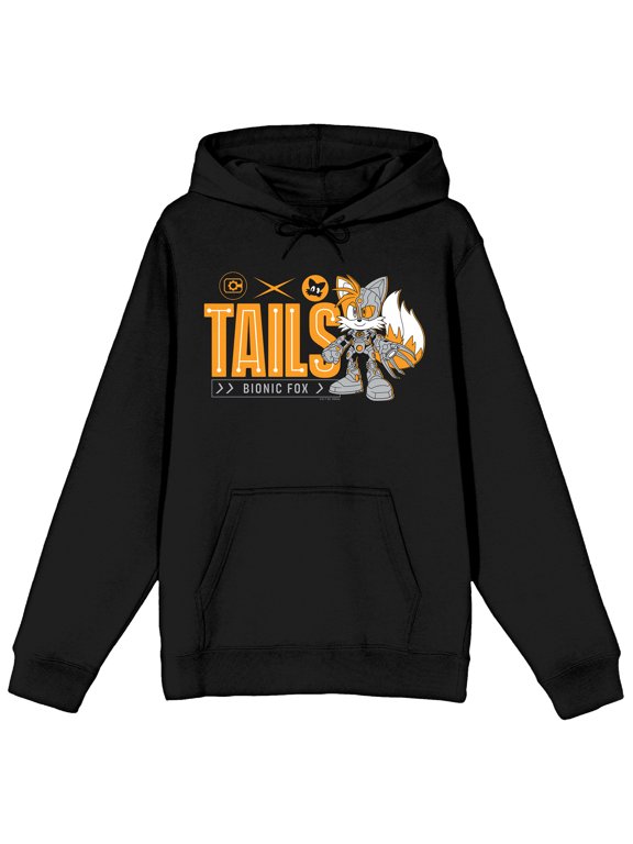 DC x Sega Tails Bionic Fox Cyborg x Tails Men's Black Graphic Hoodie-4XL