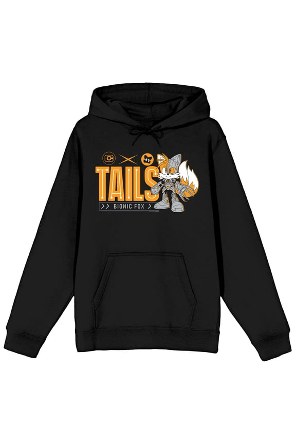 DC x Sega Tails Bionic Fox Cyborg x Tails Men's Black Graphic Hoodie-Medium