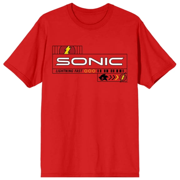 DC x Sonic Lightning Fast The Flash Sonic the Hedgehog Men's Red Short Sleeve Tee-XXL