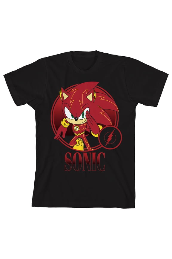 DC x Sonic Shadow the Hedgehog Boys Graphic Tee Short Sleeve Crew Neck 100% Cotton Youth Officially Licensed T-Shirt-Medium