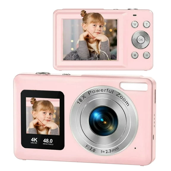 DC06S 48MP Digital Camera with Dual Screen, 1080P Video, 18X Zoom, Compact Portable Camera for Kids and Beginners