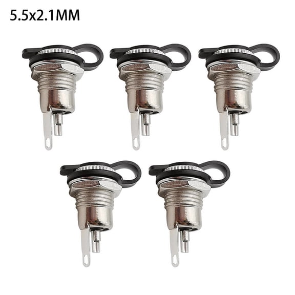 DC099 5pcs DC Power Socket Metal Connectors for Installation, Supporting 5 5x2 1mm and 5 5x2 5mm DC Power Connections in Electronics (DC-099-5.5x2.1MM)