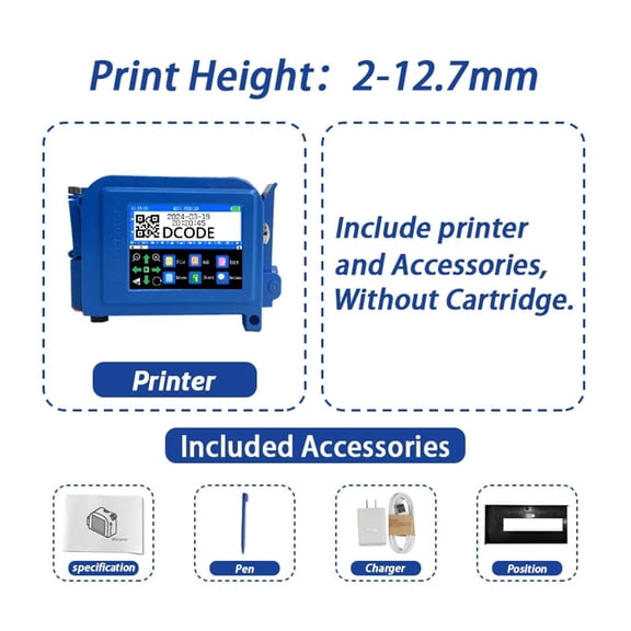 DC11 12.7/25.4mm Portable Mini Printer Handheld Inkjet Printer Non-encrypted QR Barcode Image Logo Date Coding Machine