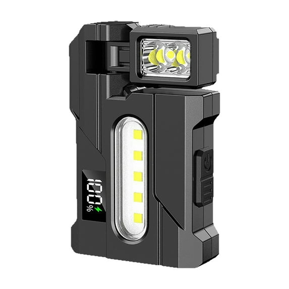 DC11 LED Flashlight 1200 Lumens Super Bright 3 Modes EDC Rechargeable Mini Portable Pocket Dual Light 180 Rotatable Magnetic Torch Outdoor Emergency