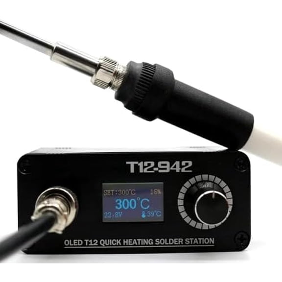 DC12-24V 75W T12-942 Soldering Iron Digital Soldering Station Adjustable temperature Autosleep/Auto power-off/with T12-K solder tip for RC toy electronics Repair fpv (Power supply not included)