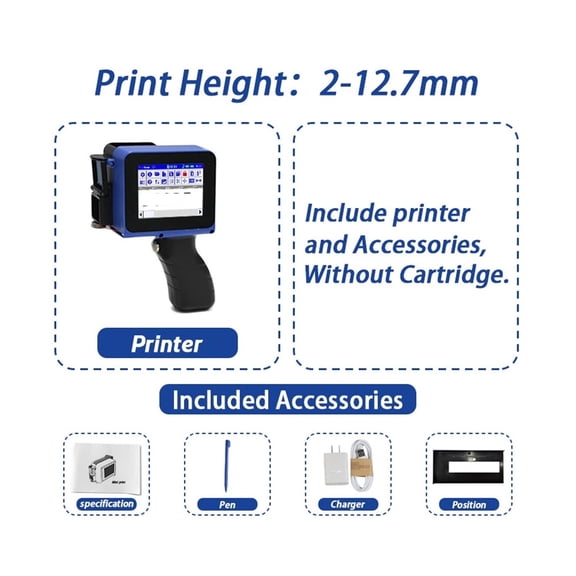 DC12 Portable Mini Split Printer 12.7mm Handheld Inkjet Printer Non-encrypted QR Barcode Image Logo Date Coding Machine