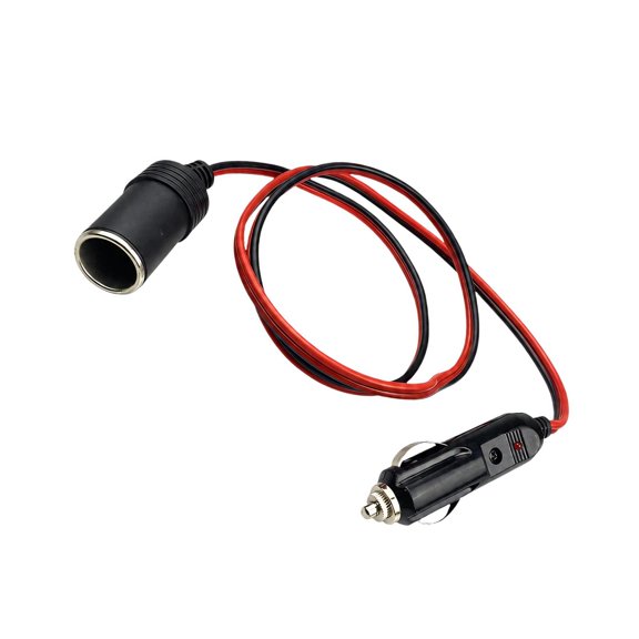 DC12 V to 24 V Vehicle Power Extension Cable with LED Indicator, Male-to-Female Connection, and 20 A Current Rating