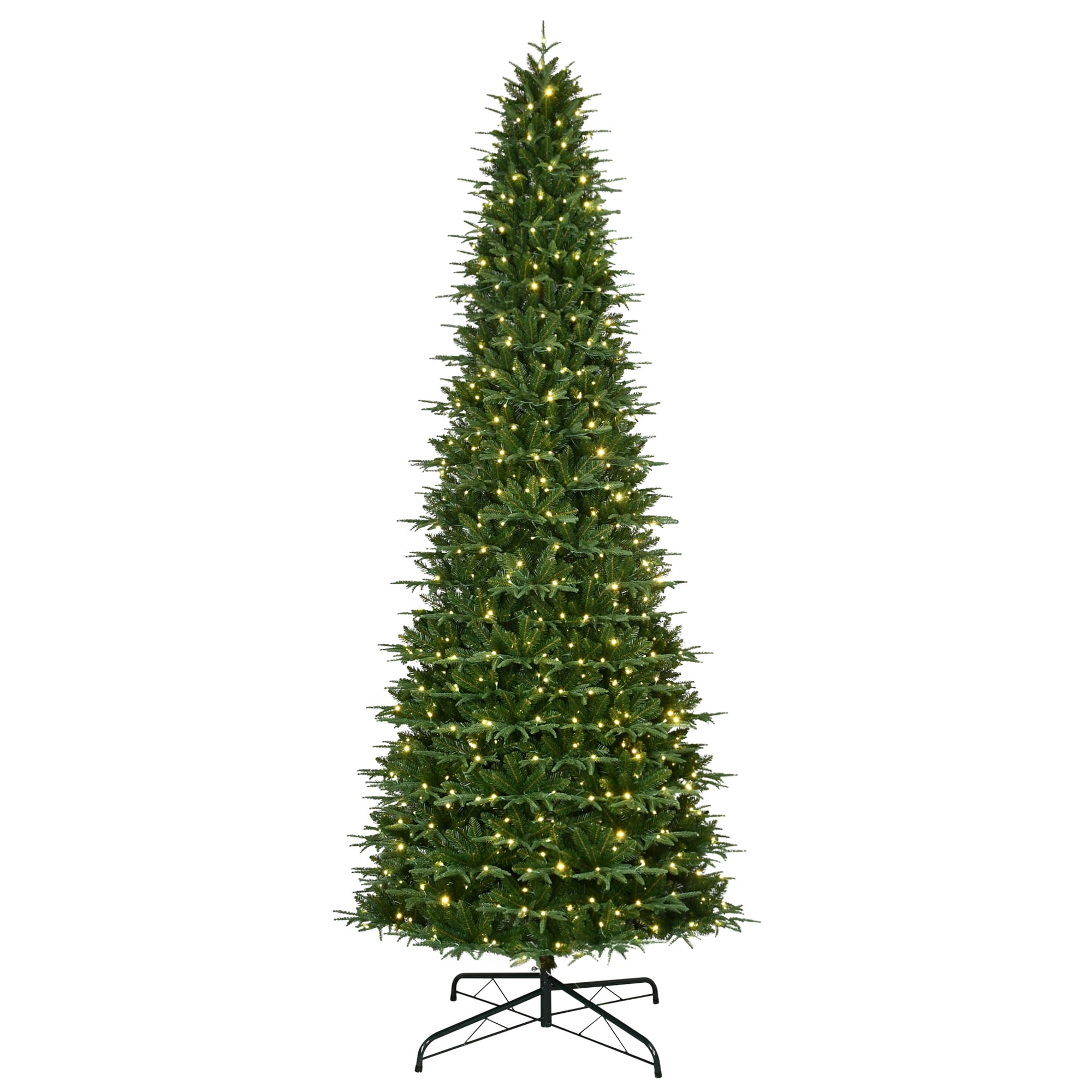 12ft Pre-Lit Sheridan Sure-Lit Pole Slim Pine Christmas Tree, 800 Color-Changing LED, Green, by Holiday Time